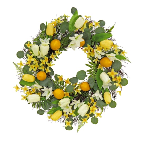 22" Lemon & Tulip Wreath